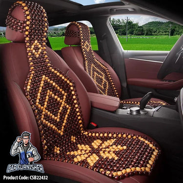 Beaded Car Seat Cover Real Wood (5 Colors) Brown Wood